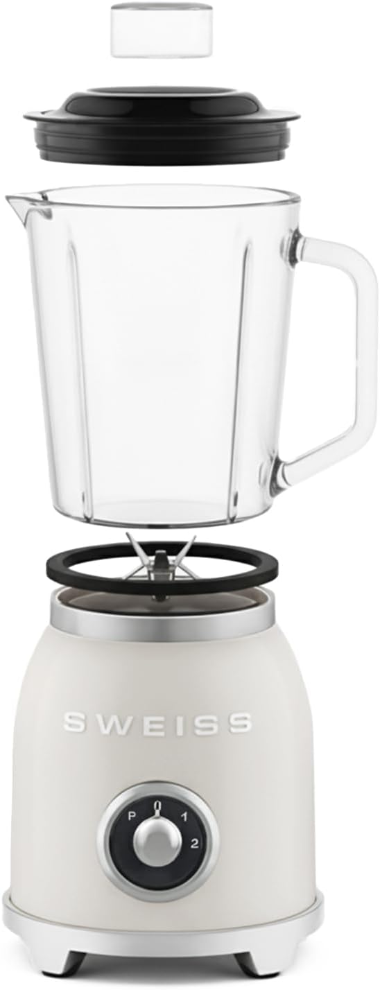SWEISS Blender Smoothie Vintage MXV8, 2 Geschwindigkeiten und Pulsfunktion, 6 Edelstahlklingen, 1,5-