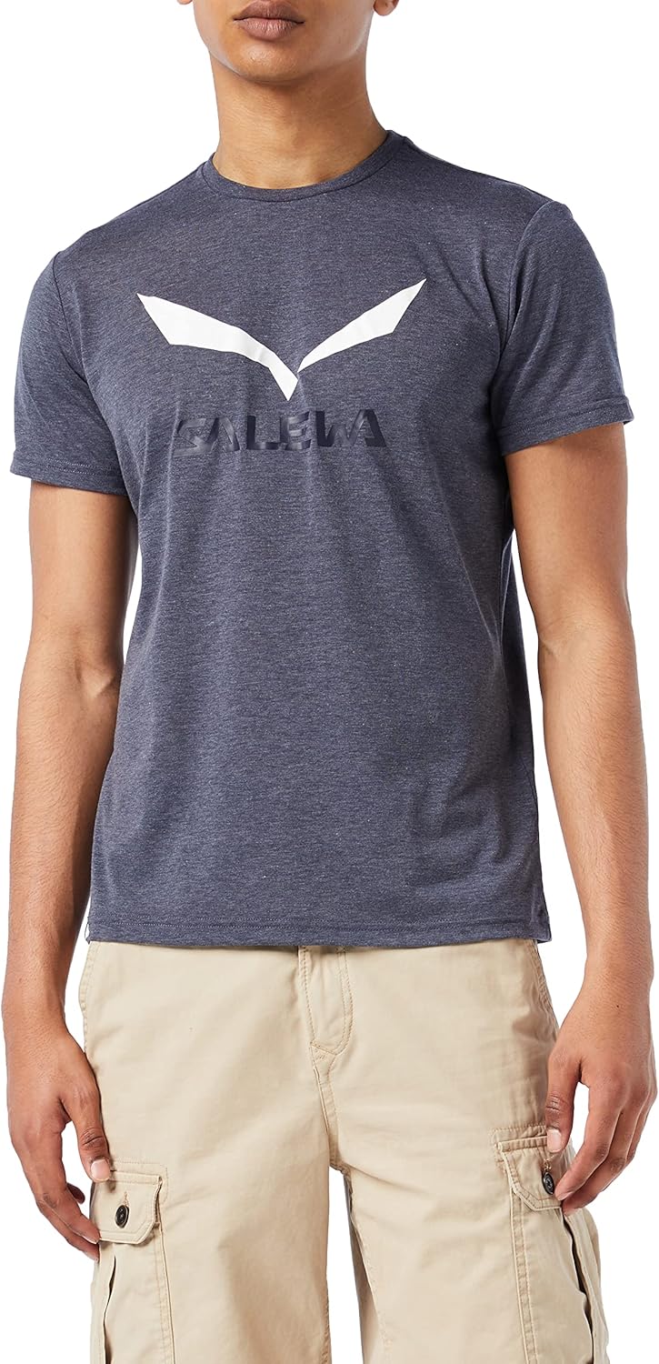 SALEWA Herren SOLIDLOGO DRY T-Shirt S Premium Navy Melange, S Premium Navy Melange