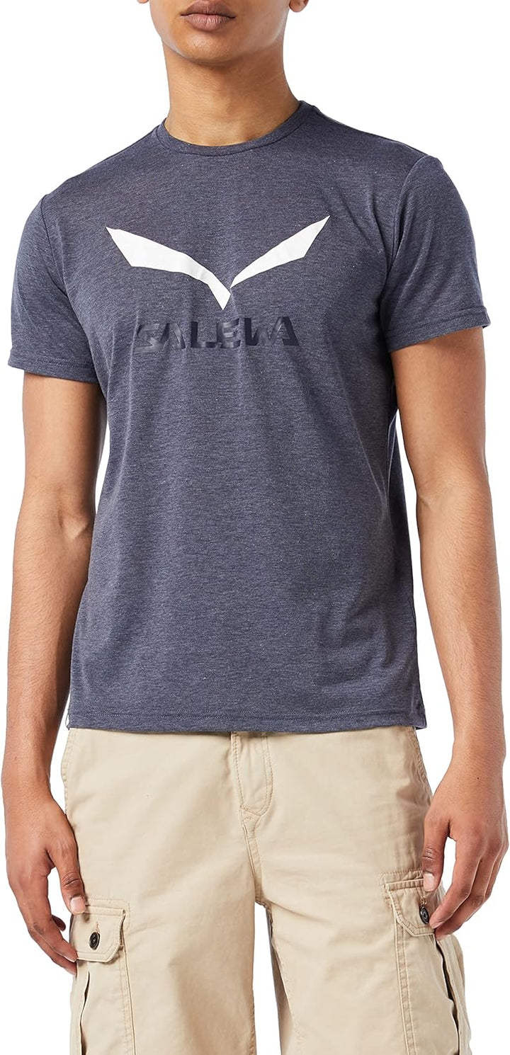 SALEWA Herren SOLIDLOGO DRY T-Shirt S Premium Navy Melange, S Premium Navy Melange