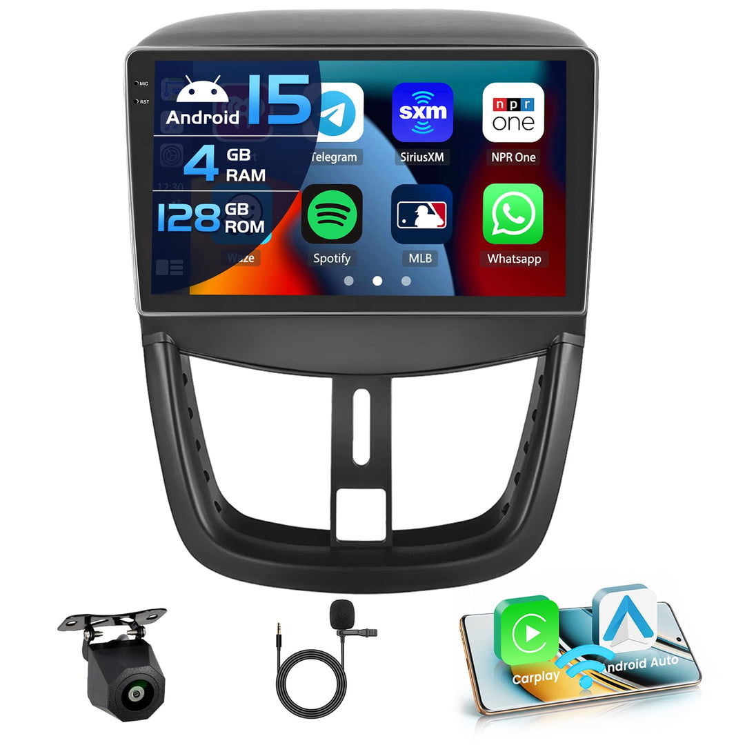 Inefala 4+128G Android 15 Autoradio für Peugeot 207 2006-2015 mit 9&