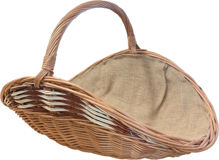 Weide-Kaminholzkorb für Holz cm mit Jute 60 x 34cm | Feuerholz korb | Holzkörbe | Kamin Aufbewahrung