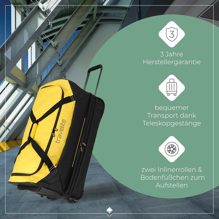 Travelite Trolley Reisetasche mit Rollen aus wasserabweisendem Material, Basics Weichgepäck Rolltasc