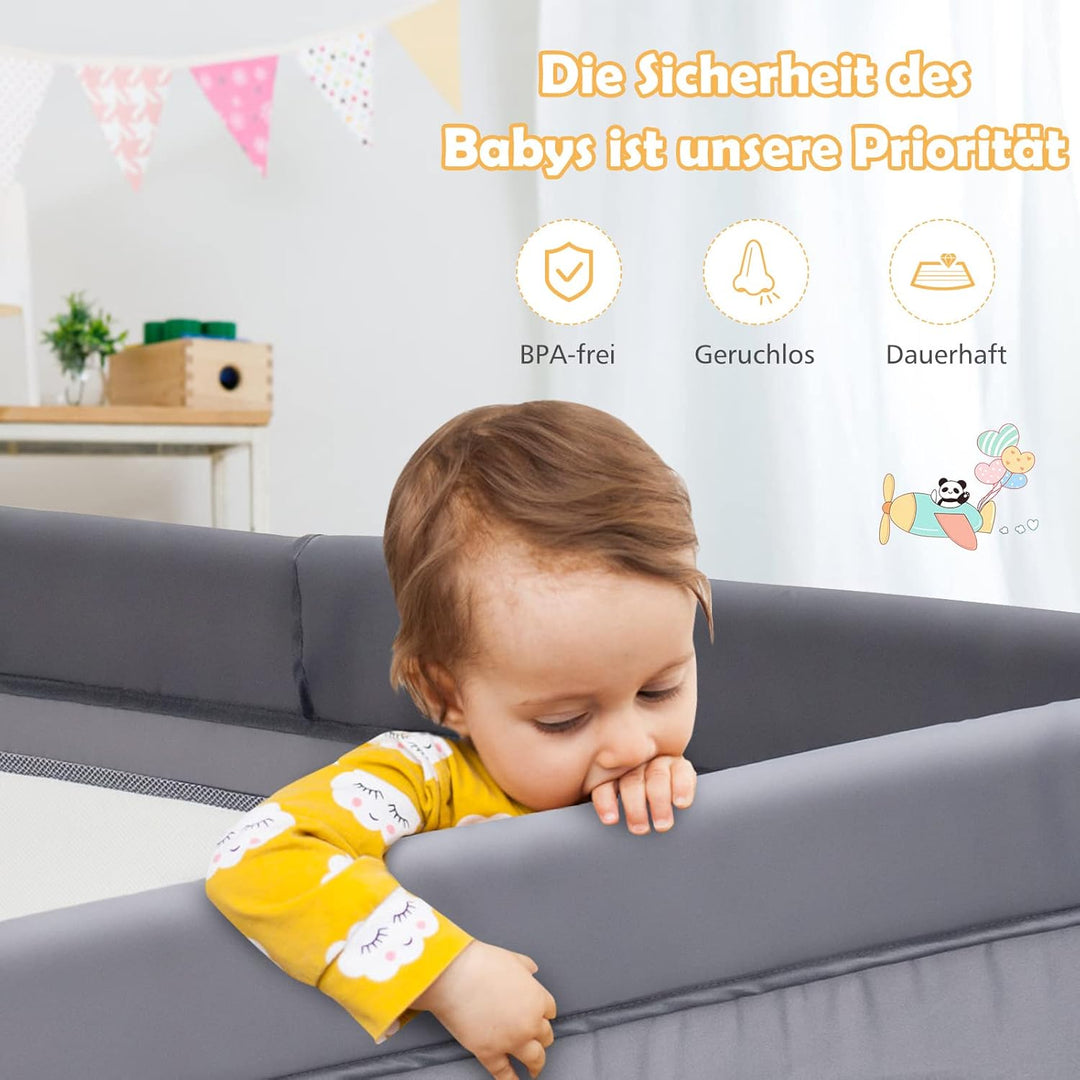 GOPLUS Baby Laufstall mit 50 Spielbällen, Krabbelgitter für Kleinkinder & Säulinge, Laufgitterzelt m