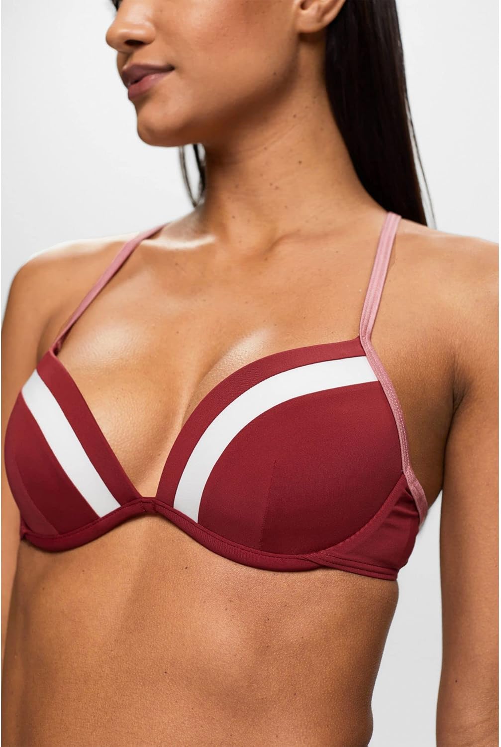 ESPRIT Damen Tayrona Beach Rcs Pad.plunge Bikini, Dark Red, B EU