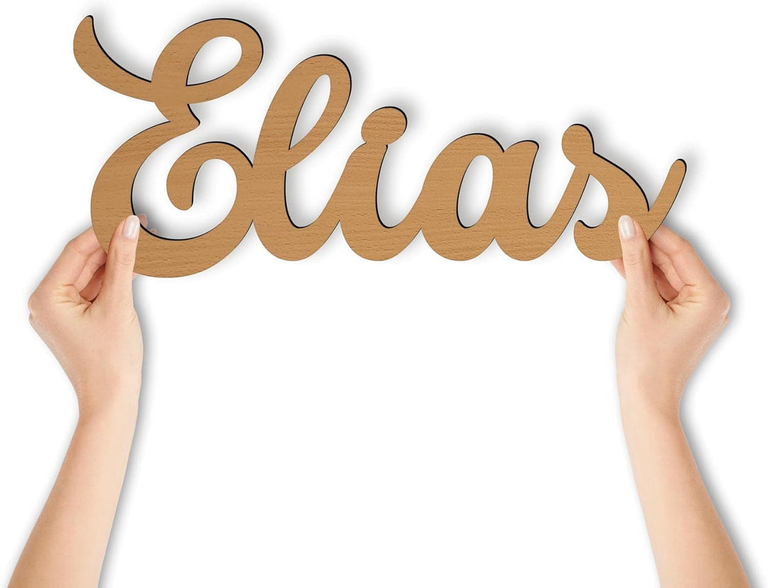 Namenslampe Holz Name Elias Schriftzug I Wandlampe Geschenk Kinder & Erwachsene Wohnzimmer Kinderzim