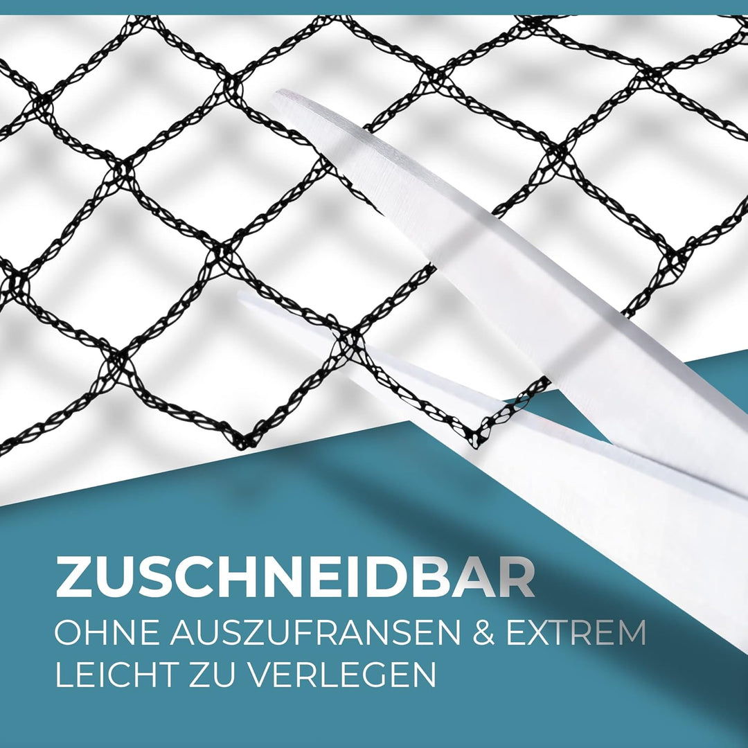 Xcelenze - 2x10m Teichnetz feinmaschig (18x18mm) robust, witterungs- & UV beständig Schwarz | Vogeln