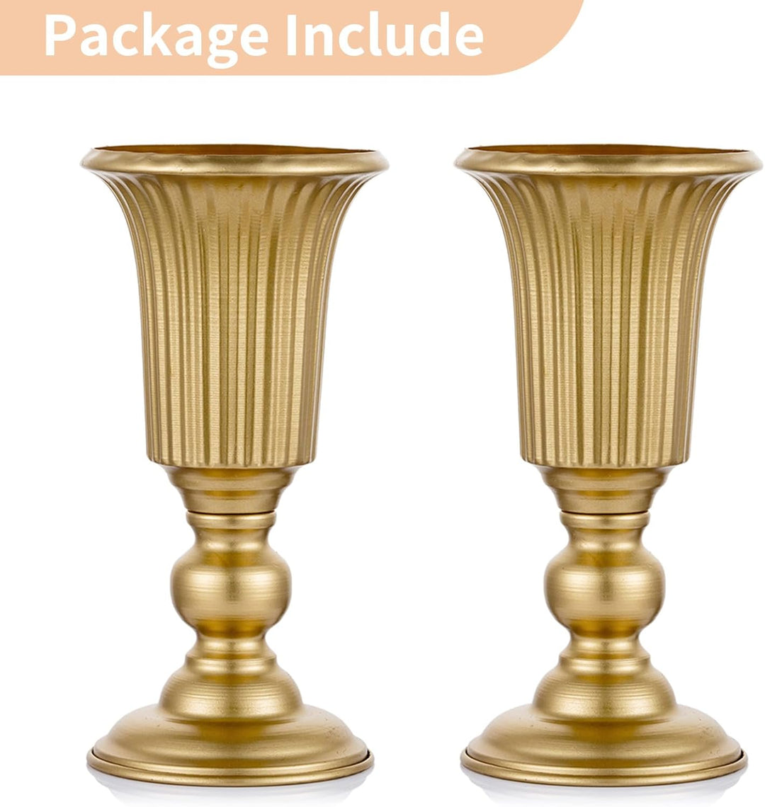 NUPTIO 2 Stück Geblühte Metall Trompetenvase Elegante Vase mit Mittelstücken für Hochzeitsfeiern, 23
