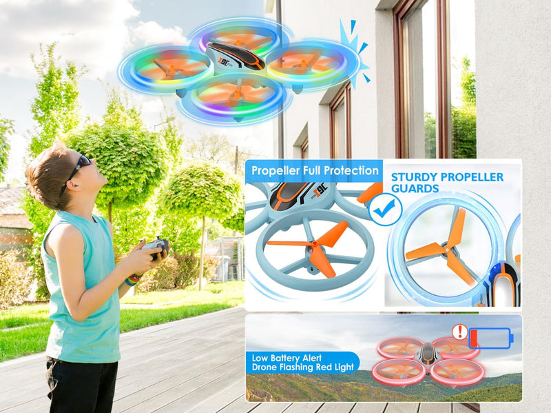 i9C Drohne mit Kamera HD für Kinder, Mini Drone mit Bunte LED Lichter, RC Quadrocopter mit WiFi FPV