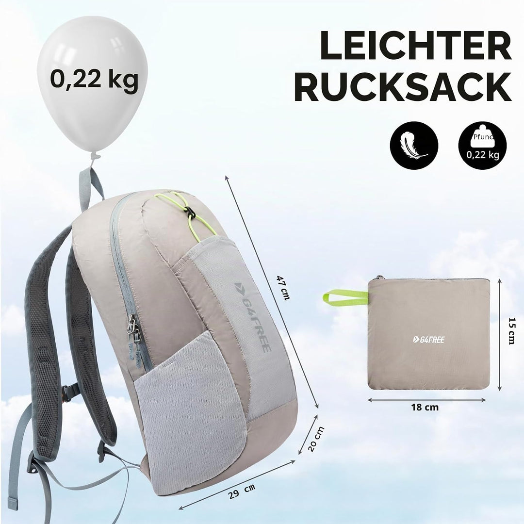 G4Free Faltbarer Leichter Rucksack 25L Unisex Tagesrucksack Kleiner Reiserucksack Wanderrucksack Tre