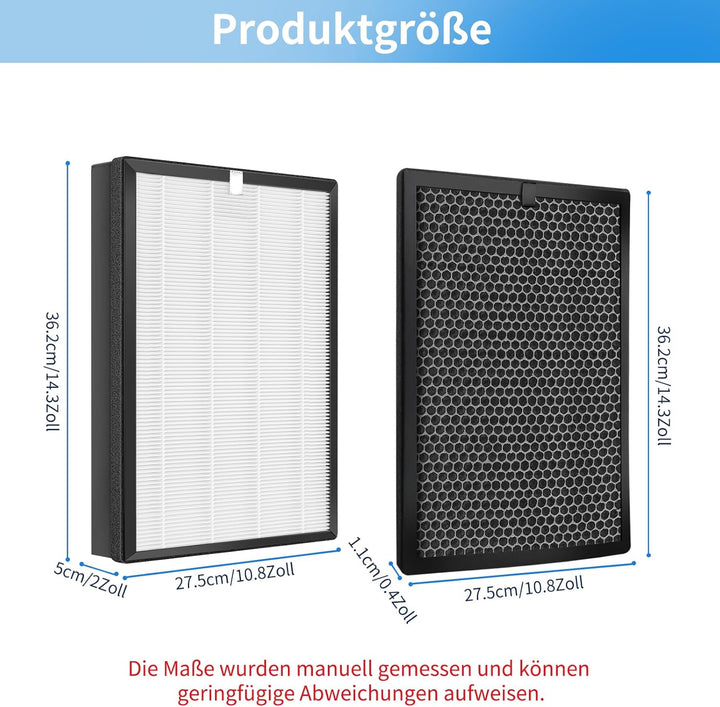 Ersatzfilter für Philips Luftreiniger AC2882, AC2887, AC2889 & AC3829 – 1 HEPA-Filter & 1 Aktivkohle