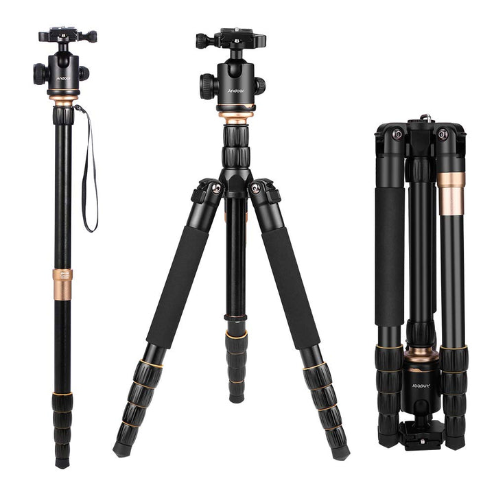 Andoer Q 666 Pro DSLR Kamera-Stativ Einbeinstativ Kugelkopf Veränderbar Tragbare Compact Reisenstati