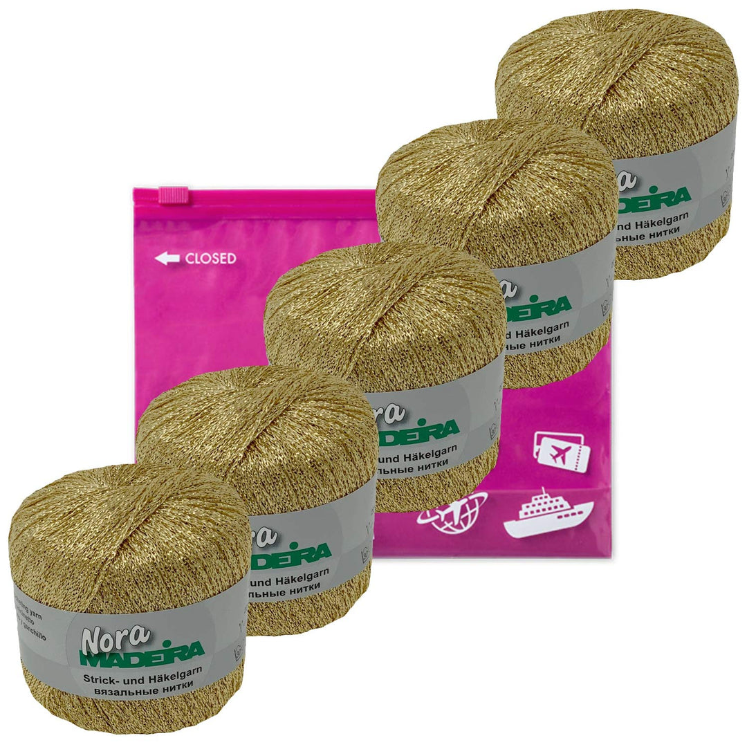 Häkelgarn Glitzergarn Strickgarn metallisiertes Haekelgarn Madeira Nora 5x25g Farbe 324 gold, 324 go