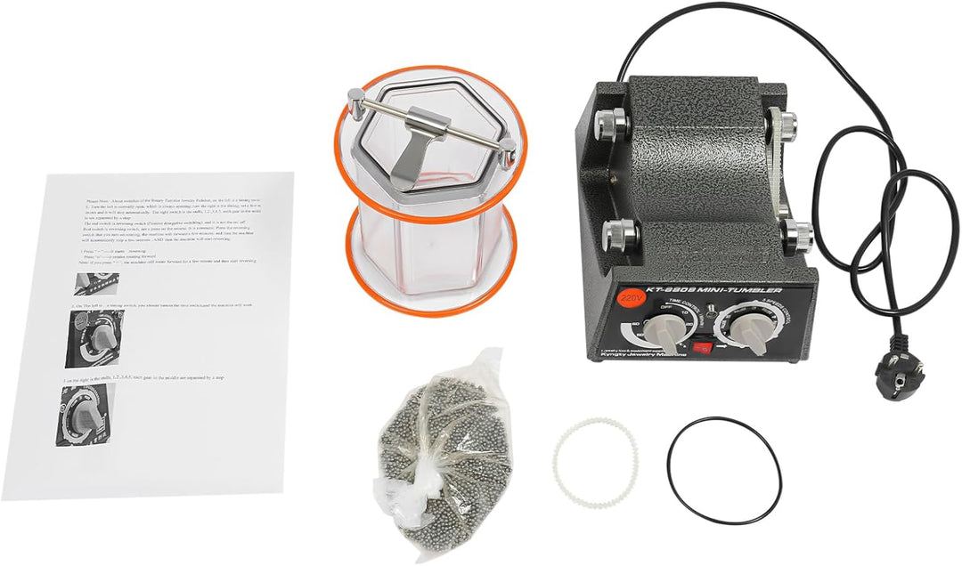Poliermaschine für Schmuck, 60W Poliertrommel Kugelmühle, Rotary Jewelry Tumbler Polierer, 0-60 Minu