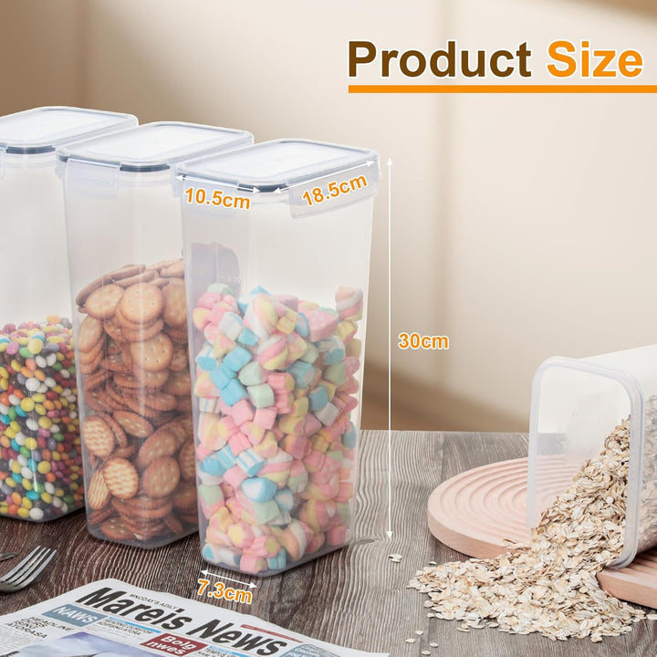 VINATO Vorratsdosen mit Deckel Luftdicht 2.8L 4er Set BPA-frei für Müsli Cornflakes Mehl Aufbewahrun
