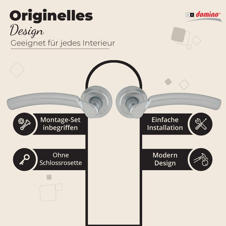 domino Türgriff ZITA-R M6/M18 ohne Schlossrosette Drückergarnitur für Zimmertüren Türdrücker-Set Ros