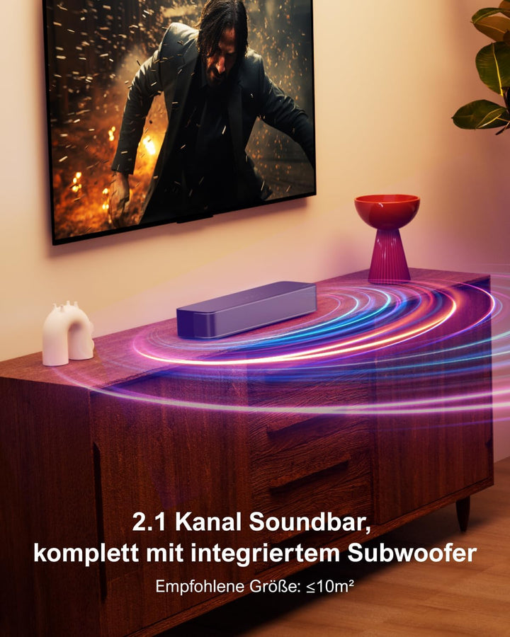 ULTIMEA 2.1 Kanal Soundbar für TV Geräte mit integriertem Subwoofer, APP-Steuerung, All-in-One Sound