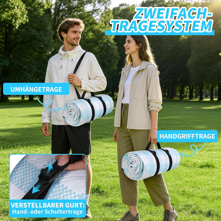 sapsisel wasserdichte Picknickdecke für 6-8 Erwachsene, Extra grosse Stranddecke, Picknickmatte für
