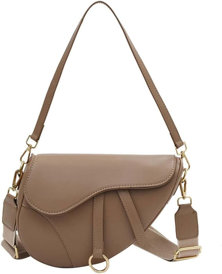 PURFANREE Women Trendy Small Clutch Purse Saddle Shoulder Bag Underarm Handbag Satchel HandBag Cross