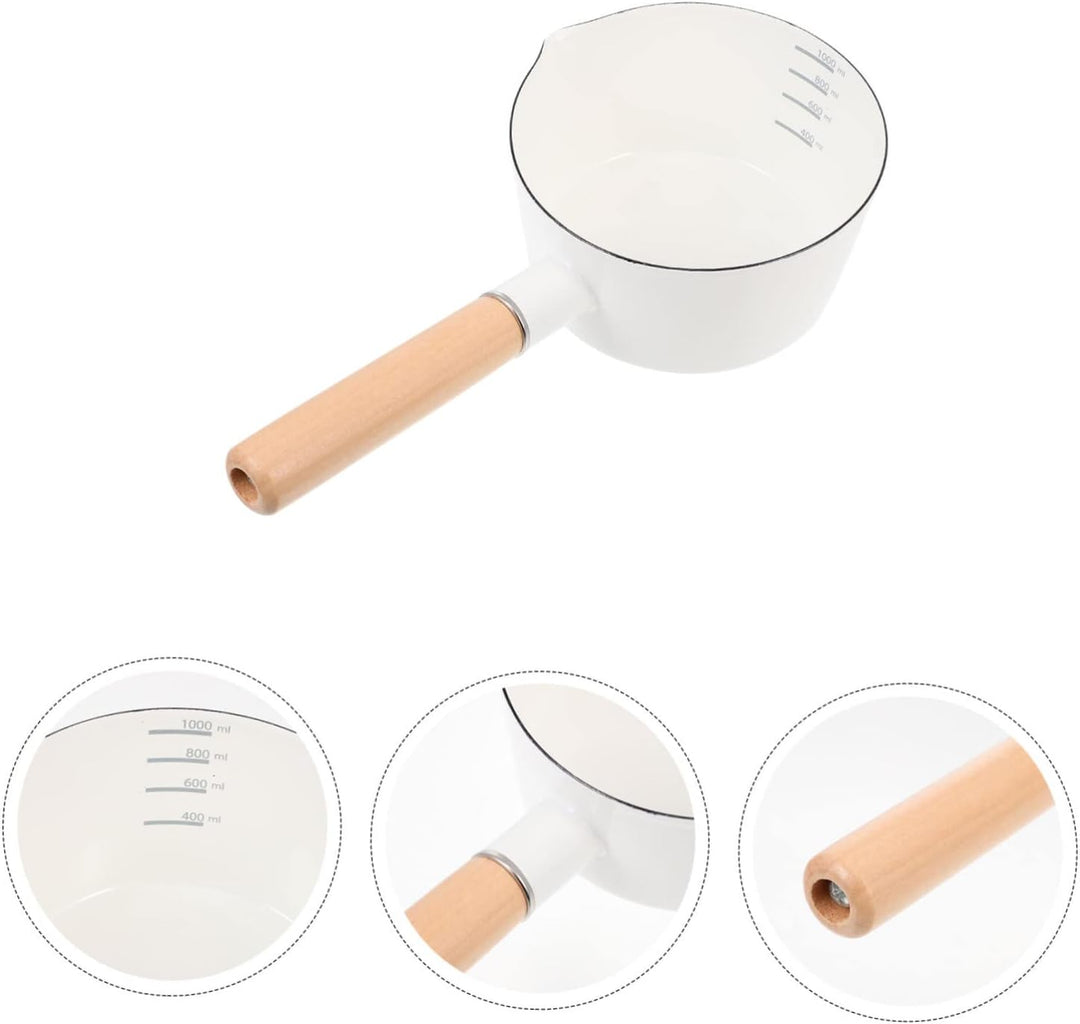 Zerodeko Multifunktionaler Kochtopf aus Emaille für Zuhause Leicht zu Reinigen mit Holzgriff Antihaf