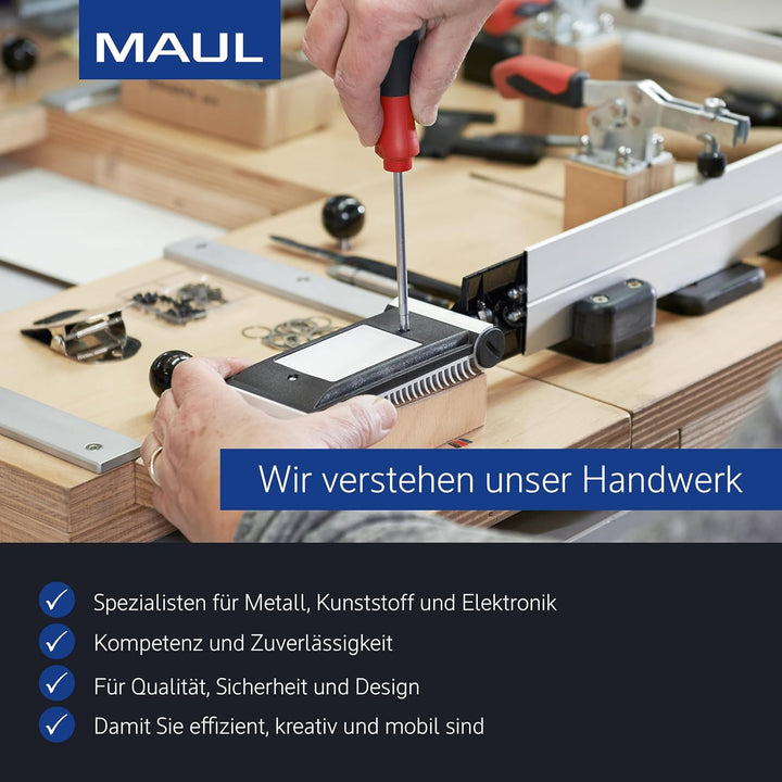 MAUL Klemmbrett A4 | Stabiles Klemmbrett aus Aluminium | Schreibunterlage mit Klemmweite 1cm | Clipb