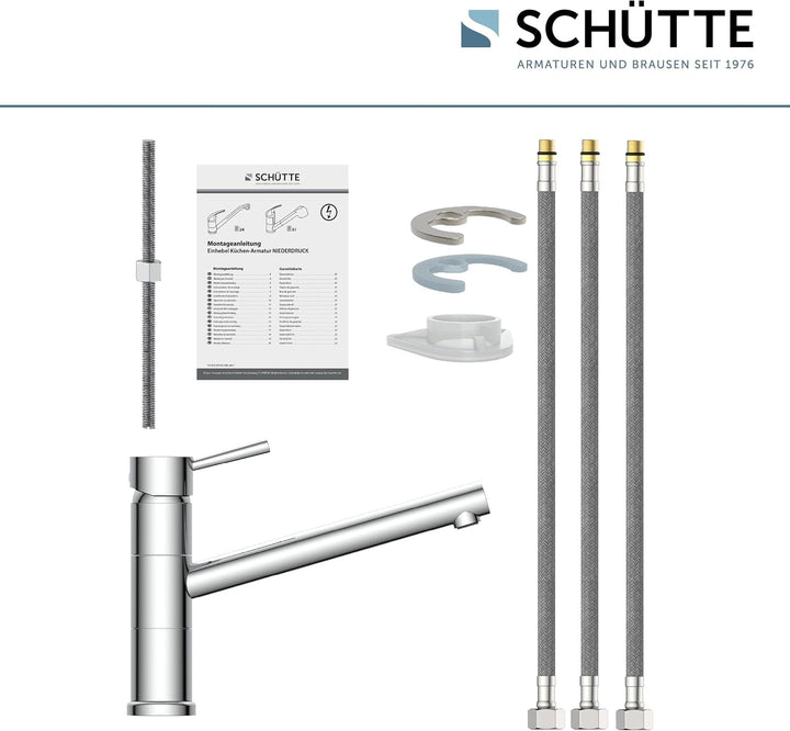 SCHÜTTE 33790 UNICORN Niederdruck-Küchenarmatur 150° schwenkbar, Wasserhahn für die Küche mit Anti-N