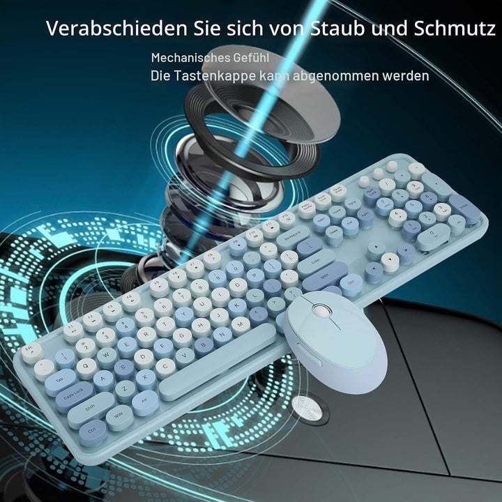 2.4G kabellose Tastatur Maus, Laptop Office Tastatur und Maus Combo, 1600 DPI Wireless Keyboard Mous
