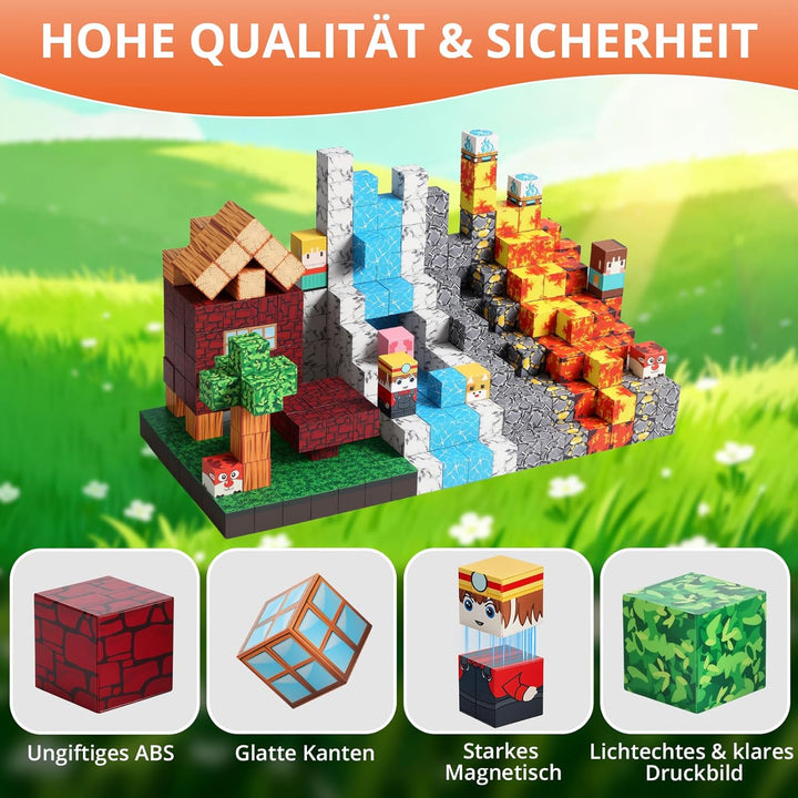 FUNYKICH Magnetische Bausteine, 470PCS Magnetbausteine Bauwelt Magnetspielzeug für ab 3-10 Jahren Ju