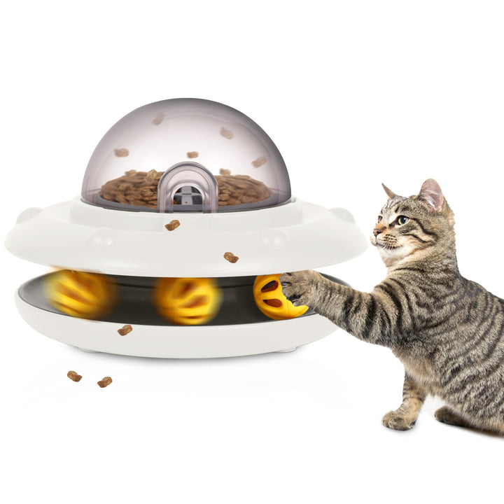 UFO Automatische Katze Langsame Feeder Interative Puzzle Spielzeug, 50g/1.76oz Katzenfutter Spender