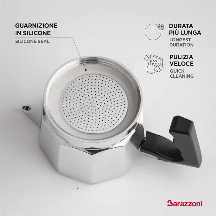 Barazzoni La Coffee Espressokocher aus Aluminium mit 9 Tassen. Zertifiziert von der italienischen Ac