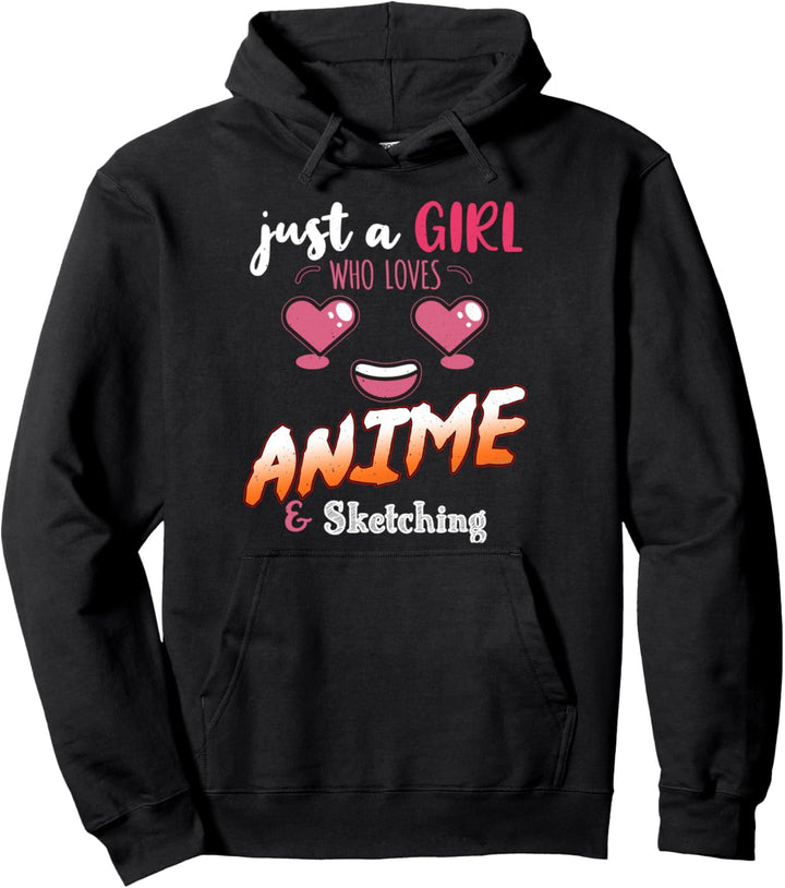Nur ein Mädchen, das Anime liebt und Skizzieren Pullover Hoodie