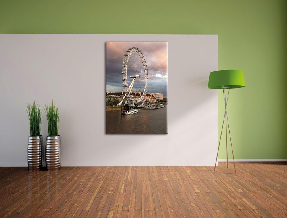 Riesenrad London Eye, Format: 100x70 auf Leinwand, XXL riesige Bilder fertig gerahmt mit Keilrahmen,
