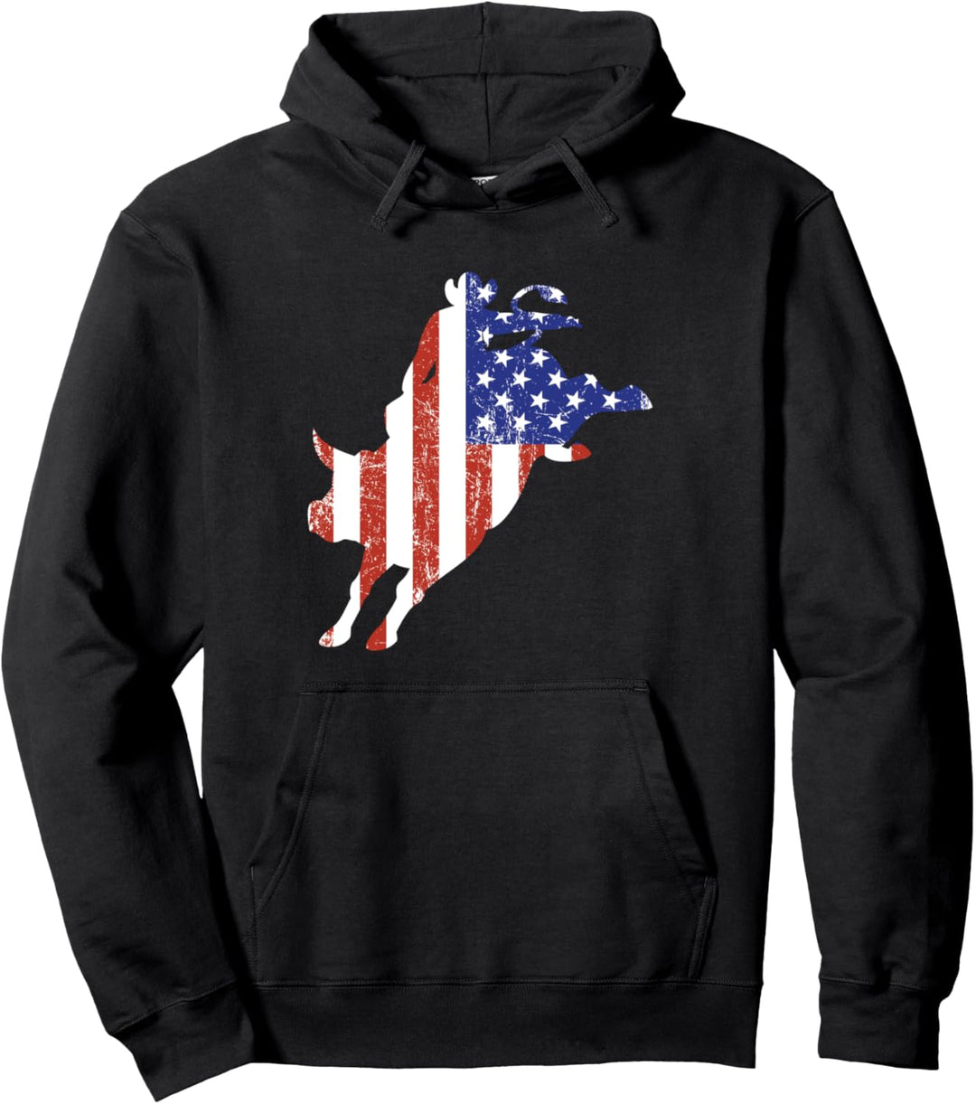 Cowboy USA Flagge Bullenreiten Stierreiter Rodeo Geschenk Pullover Hoodie