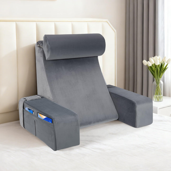 Ergonomisches Lesekissen mit Abnehmbarer Kopfstütze &amp; Armstützen, Rückenstütze für Bett, Sofa, Boden