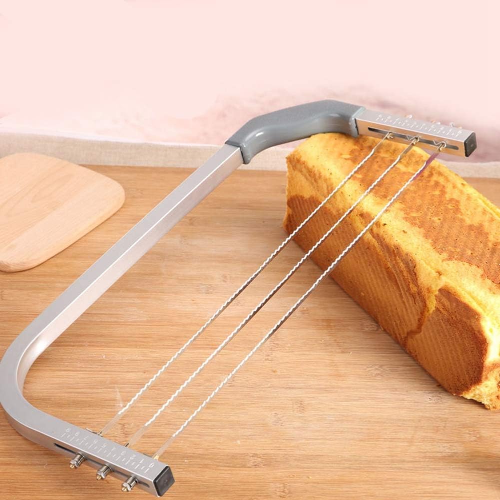 Asixxsix Kuchenschneider, Verstellbar, Professioneller Kuchen-Nivellierer, 3-Draht-Edelstahl-Schicht
