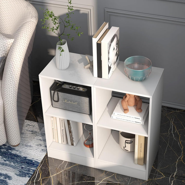 COSTWAY 2er Set Bücherregal, Standregal mit 2 Ebenen, Würfelregal aus Holz, Büroregal, Aktenregal, A