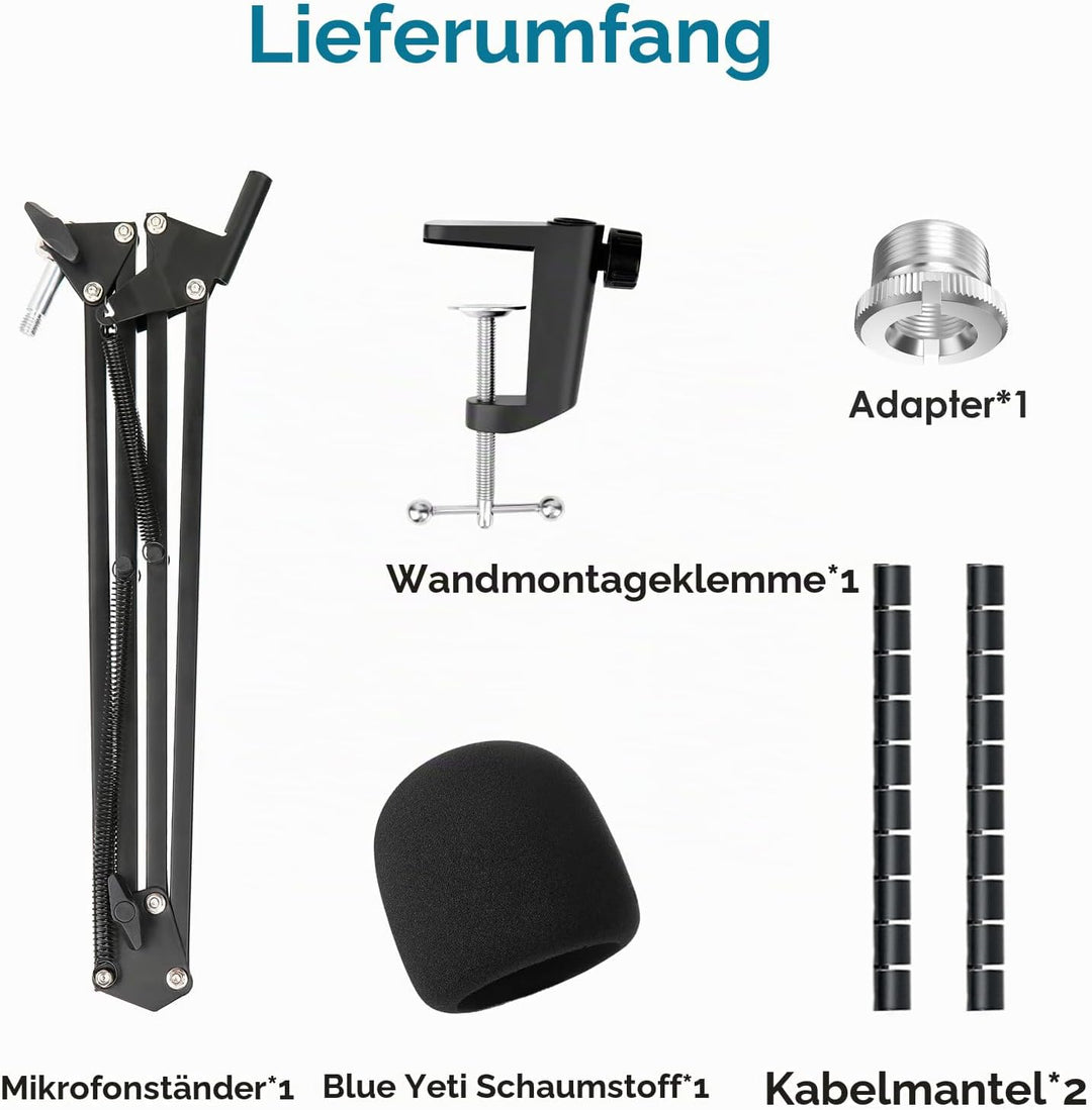 Blue Yeti Mikrofon Arm mit Popschutz Professioneller Mikrofon Ständer Kompatibel mit Blue Yeti, Yeti