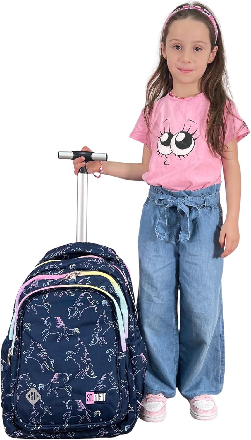 St.Right Sky Unicorn Rucksack Trolley Schule Elementare Medium Mädchen Damen Gross