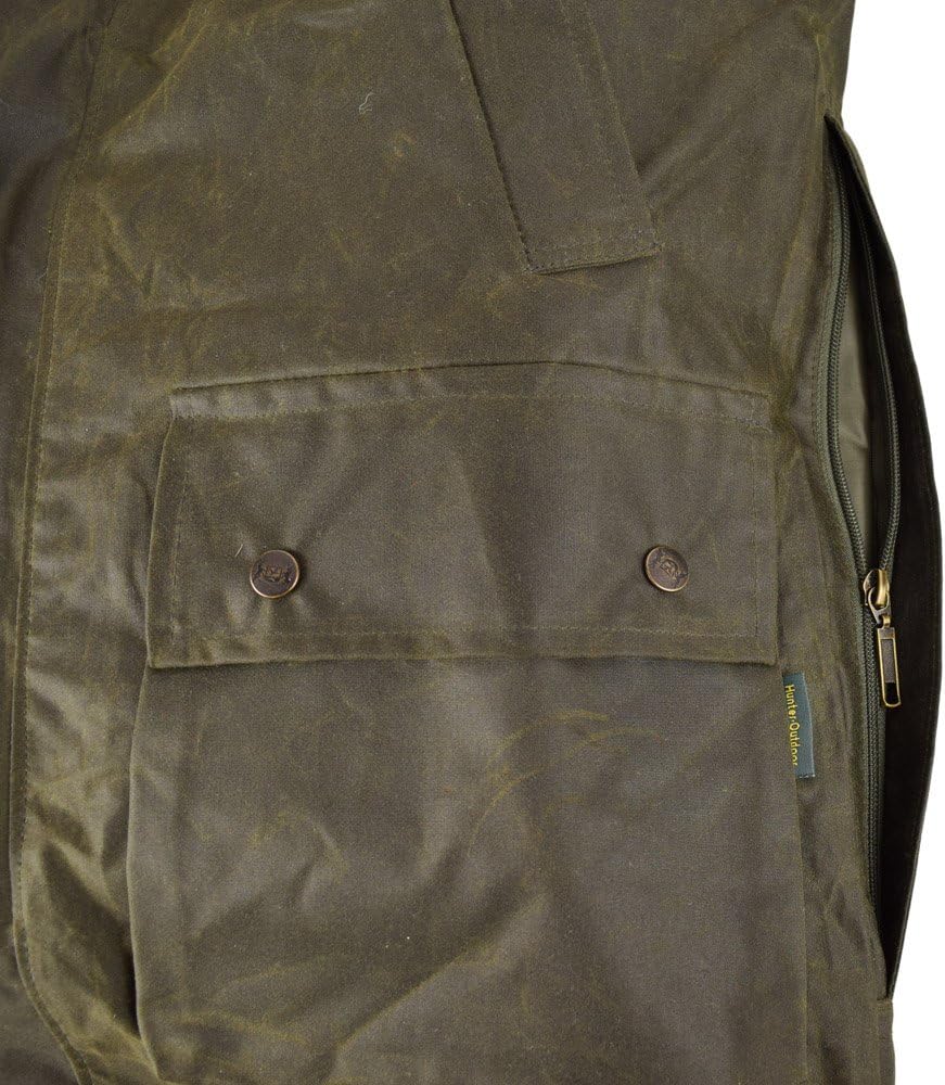 Wachsjacke New England Jager | Robuste Wind- und wasserdichte Regenjacke | Für Jäger mit Hasentasche