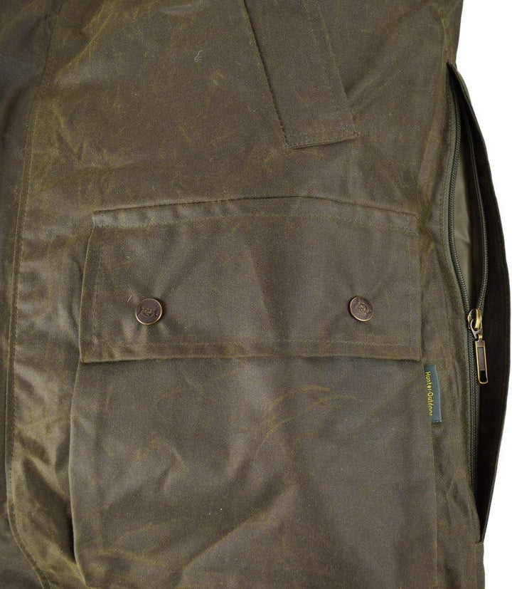 Wachsjacke New England Jager | Robuste Wind- und wasserdichte Regenjacke | Für Jäger mit Hasentasche