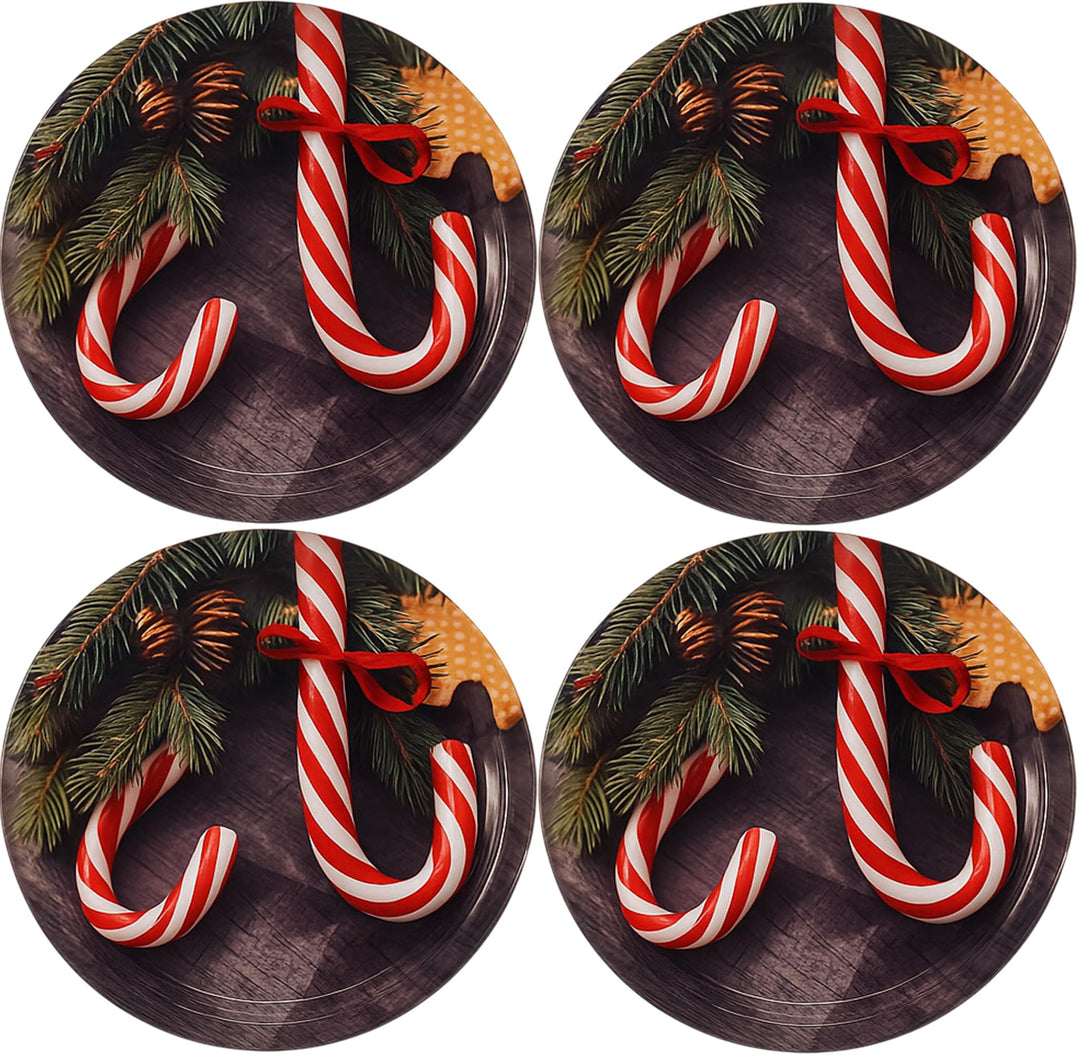 Weihnachtsteller aus Metall - 4 Stück - Weihnachts- oder Nikolaus-Teller mit verschiedenen Motiven f