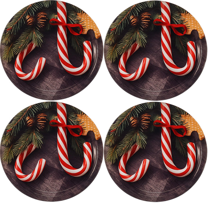 Weihnachtsteller aus Metall - 4 Stück - Weihnachts- oder Nikolaus-Teller mit verschiedenen Motiven f