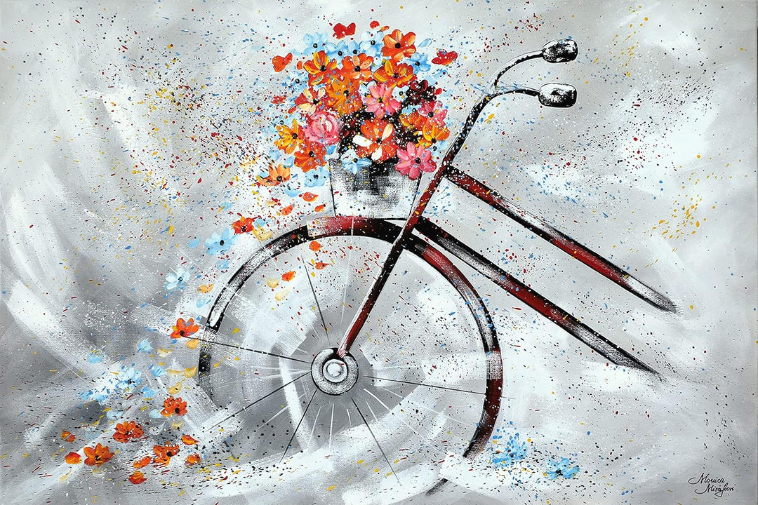 Monica Mirafiori I 100% HANDGEMALT I Gemälde Fahrrad 100x70cm | Gemälde Handgemalt | Acrylgemälde |