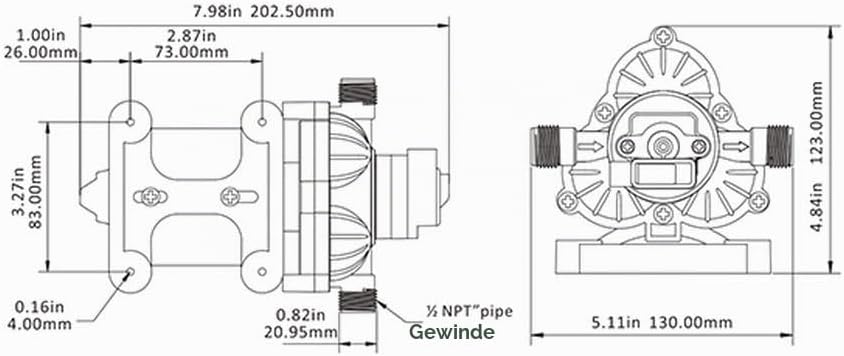 Seaflo 33 Serie DC Membranpumpe 12V/24V 3.0GPM 45PSI (24 Volt), 24 Volt