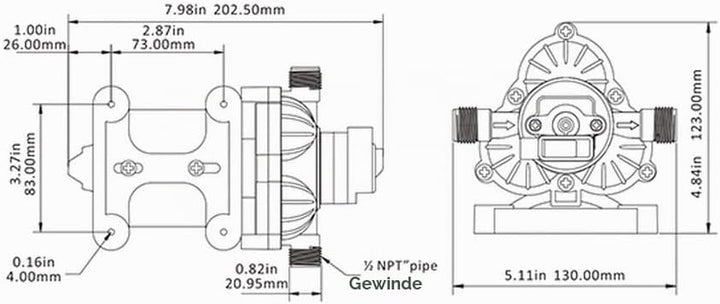 Seaflo 33 Serie DC Membranpumpe 12V/24V 3.0GPM 45PSI (24 Volt), 24 Volt