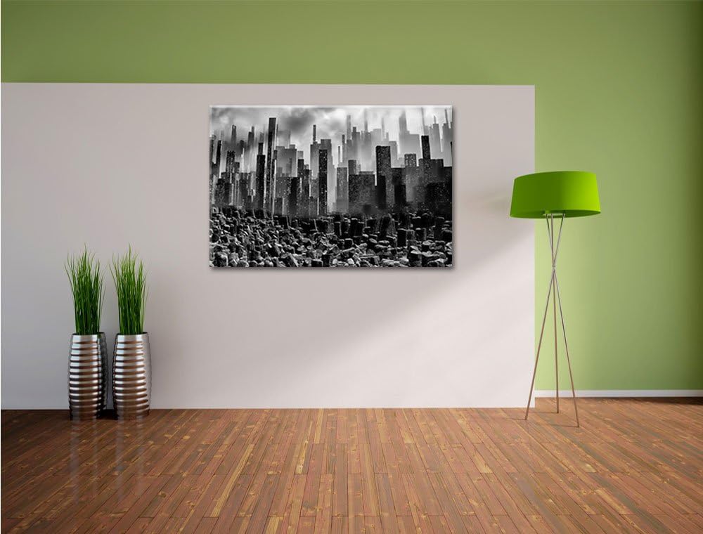 Pixxprint Monocrome, Stadt in Trümmern, Format: 100x70 auf Leinwand, 100x70