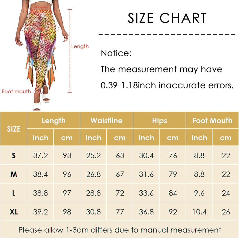 SEAUR Damen Leggings Meerjungfrau Schuppenmuster Glänzend Leggings High Waist Slim Fit Hose Skinny P