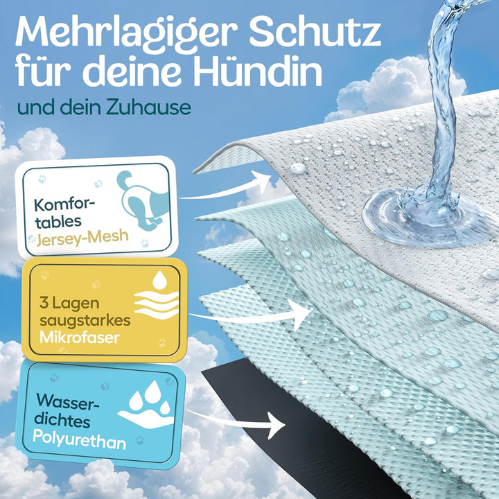 HUND IST KÖNIG® Hundewindeln für Hündinnen [3 STK] Saugstarke Läufigkeitshose für Hündinnen 3-Fach j