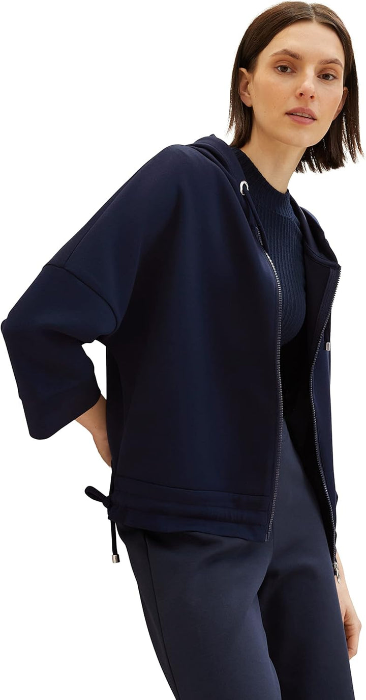 TOM TAILOR Damen Sweatjacke mit Kapuze XL 10668 - Sky Captain Blue, XL 10668 - Sky Captain Blue