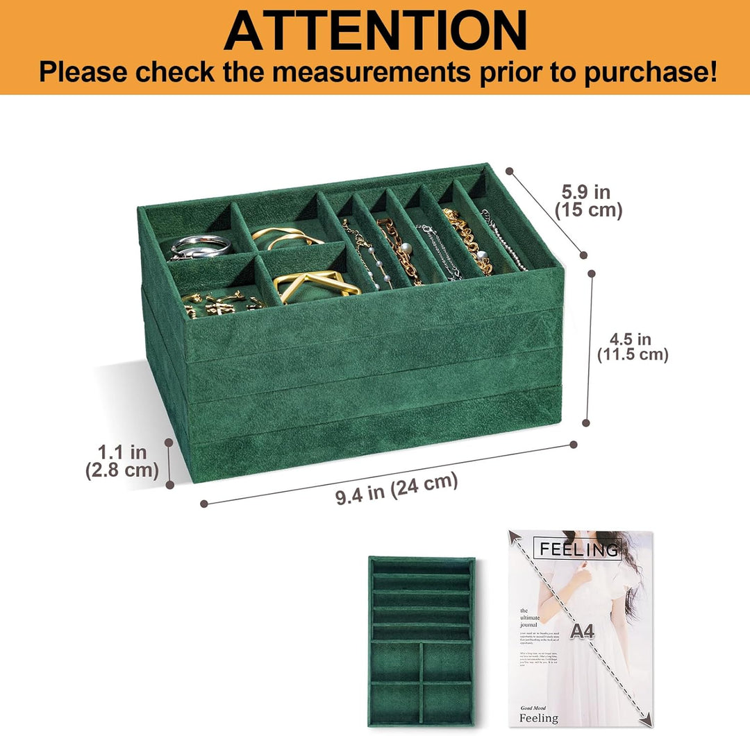 ProCase Schmucktablett Organizer mit 4 Schmuckschalen, Stapelbar Schmuck Schublade Organizer, Schmuc