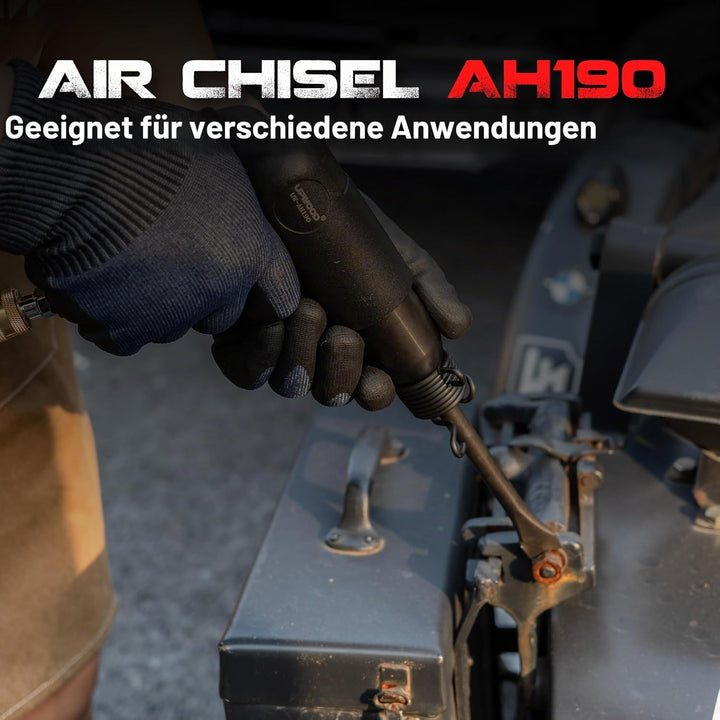 UW-AH190 Drucklufthammer-Kit mit Schnellwechselhalter und 4 Meisseln, 6,4 cm Hub, 3500 BPM, leicht U